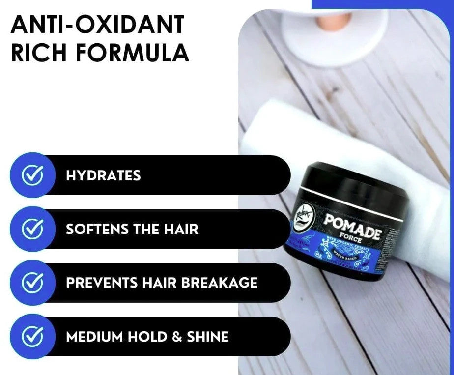 Water-Based Hair Pomade for Men - Medium Hold & Shine, 5.29 oz