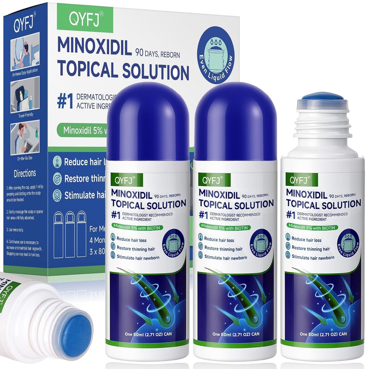 5% Minoxidil Hair Growth Serum for Men & Women - 3 Pack