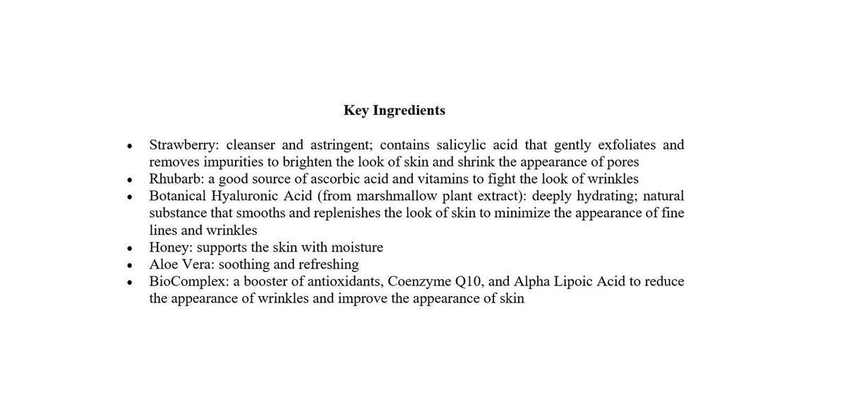 Hydrating Strawberry Rhubarb Hyaluronic Serum for Face - Anti-Aging & Brightening