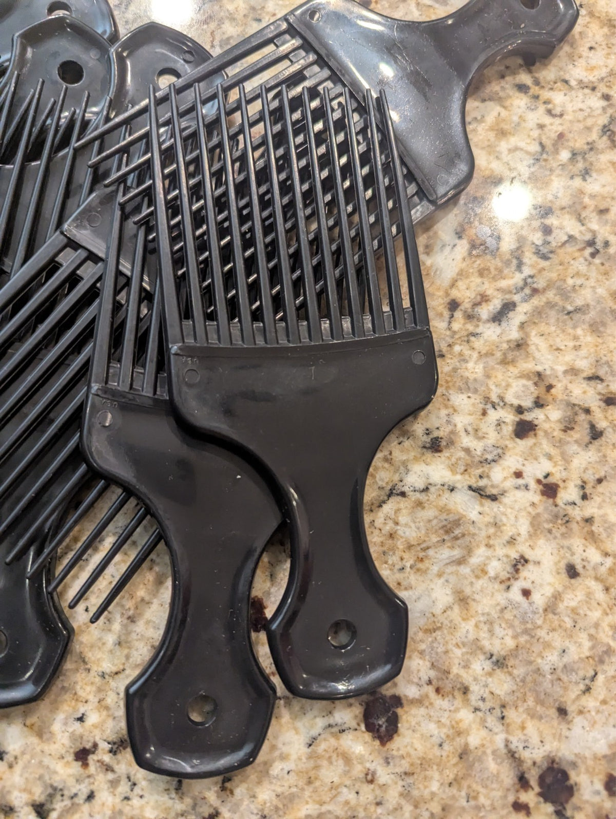 7-Inch Wide Tooth Detangling Hair Pick Comb Black 12 Pack