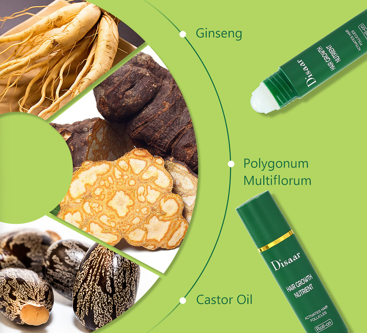Hair Growth Oil with Ginseng & Castor Oil - 20ml Nourishing Hair Treatment