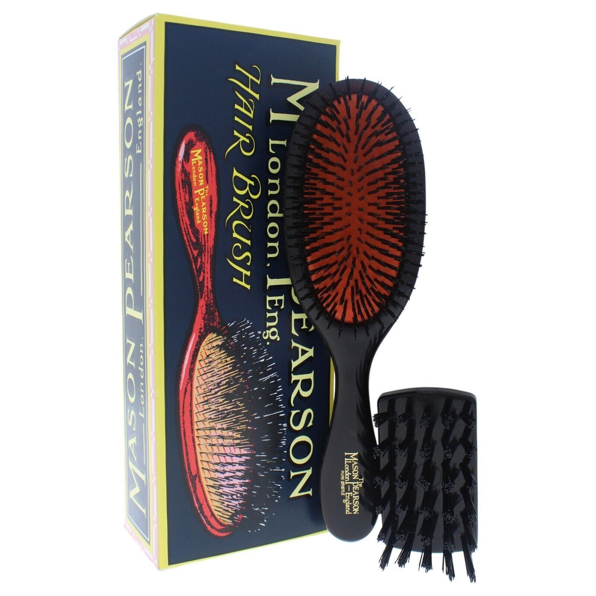 Mason Pearson Handy Boar Bristle Hair Brush #B3 Dark Ruby with Cleaner