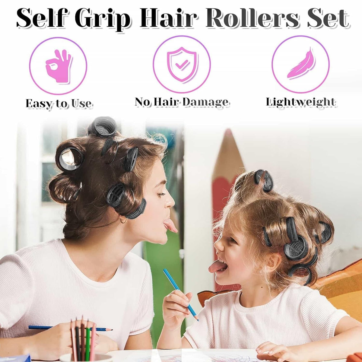 Self-Grip Hair Curlers 30-Piece Set with Clips for All Hair Types