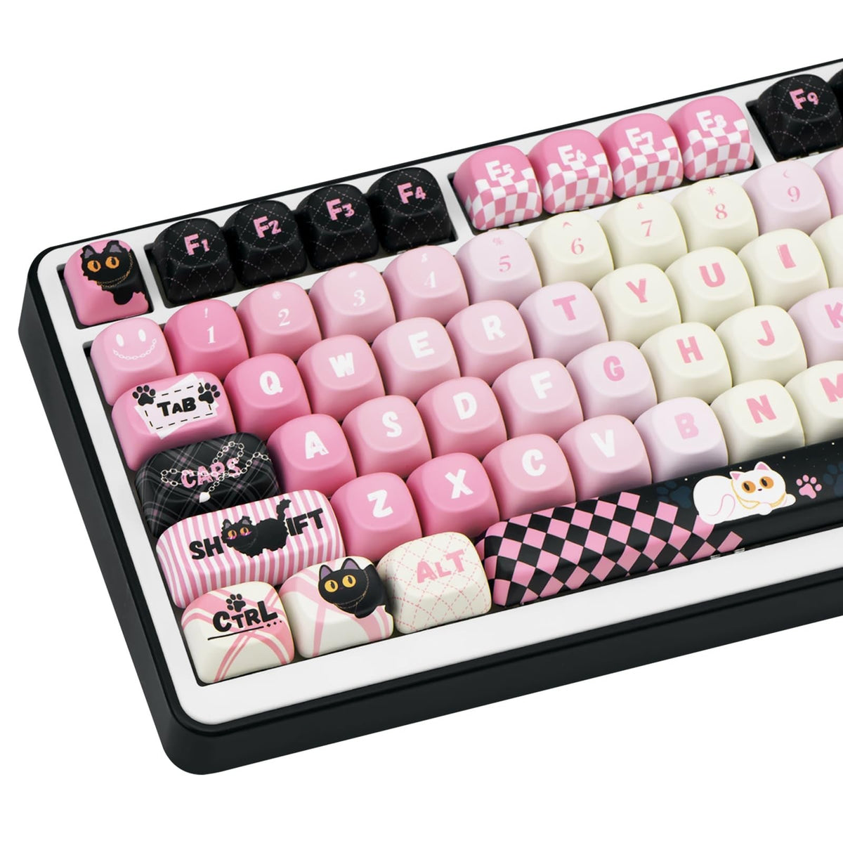 Cute Cat Keycaps Set - 134 PBT Cherry MX Key Cap for Mechanical Keyboard