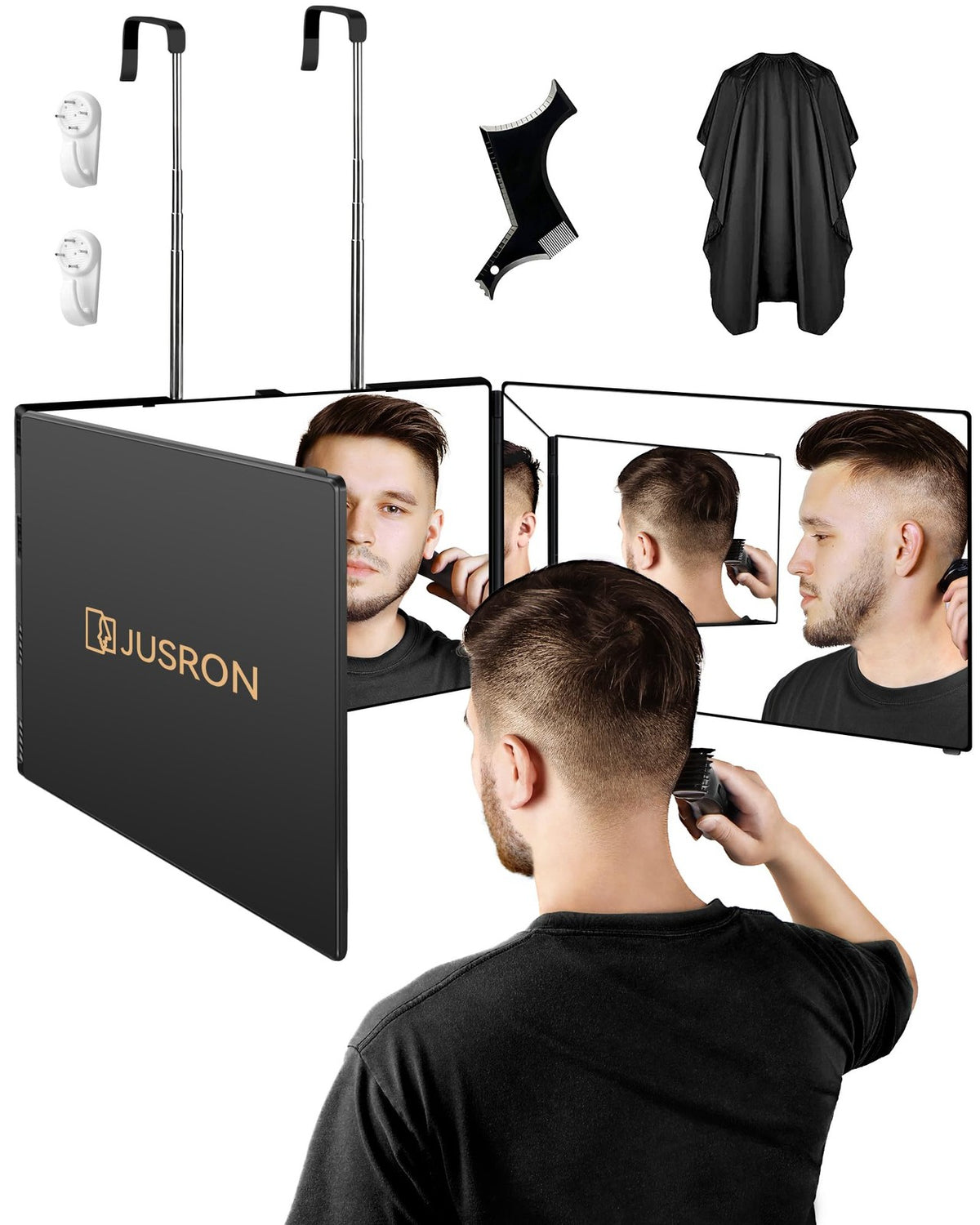 Self-Adhesive 360 Viewing Angle Hair Cutting Mirror with Accessories