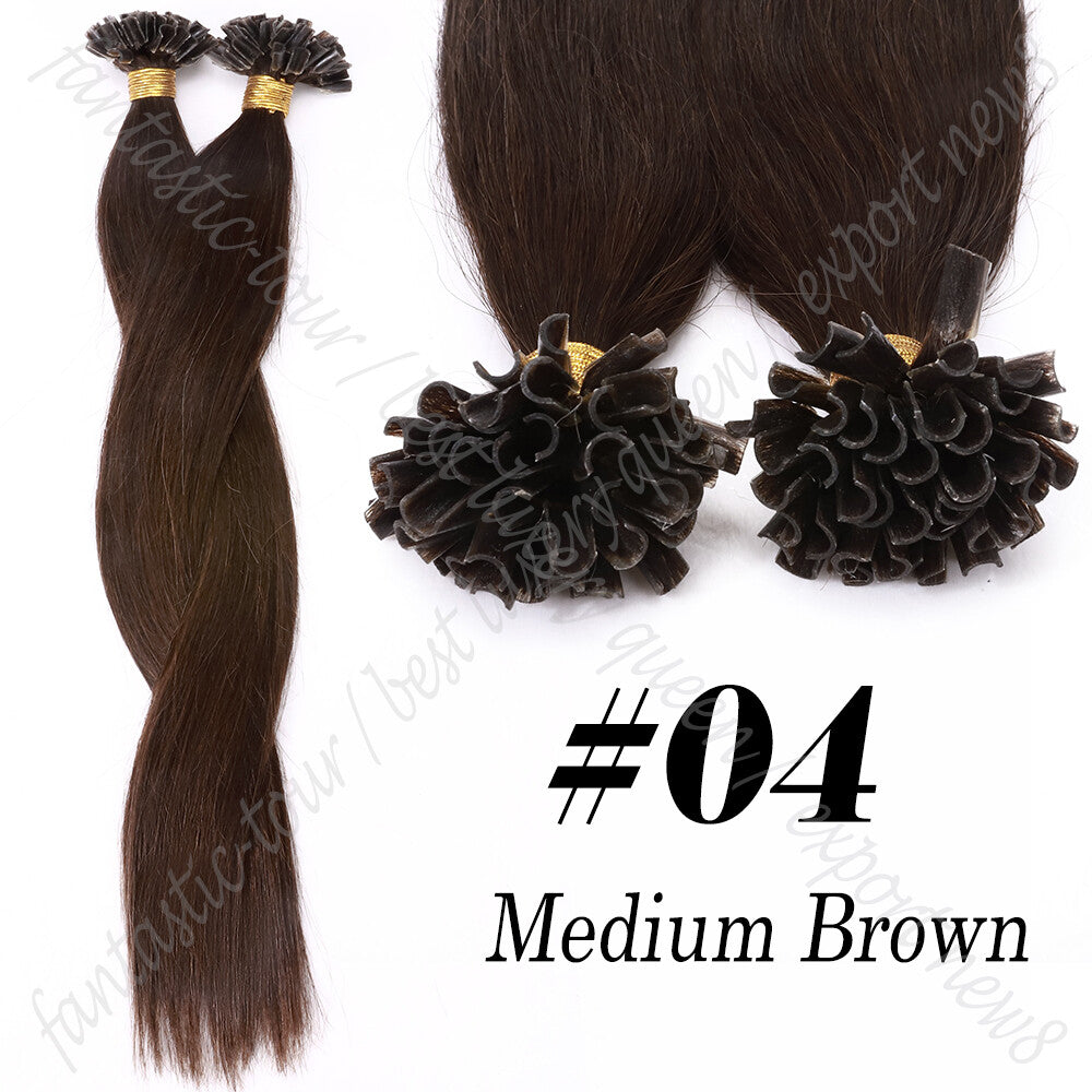 Pre Bonded Keratin Hair Extensions 100% Remy Human Hair Platinum Blonde & Natural Shades