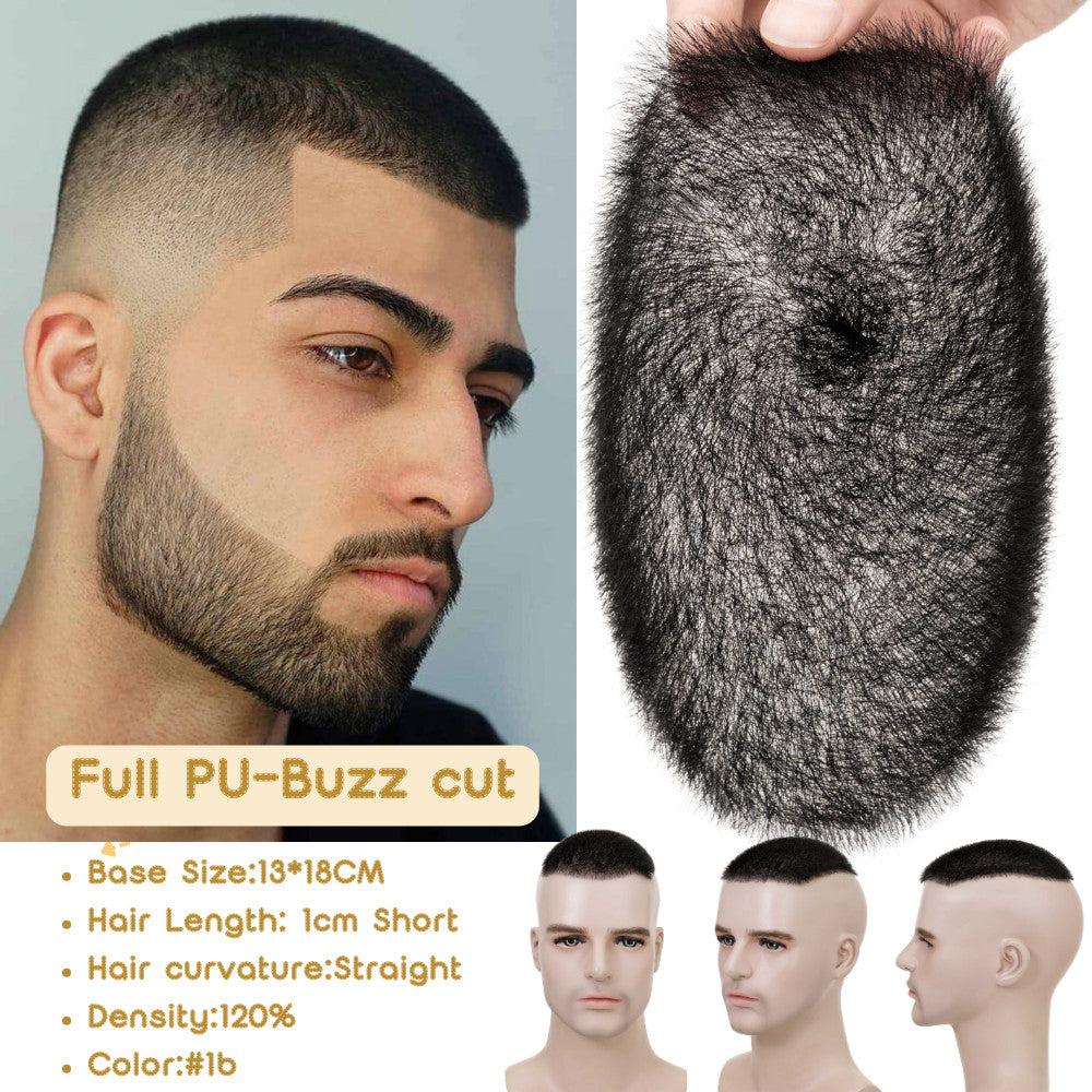 Men's Hair Replacement System Toupee Human Hair Skin V Loop - Natural-Looking Hairpiece