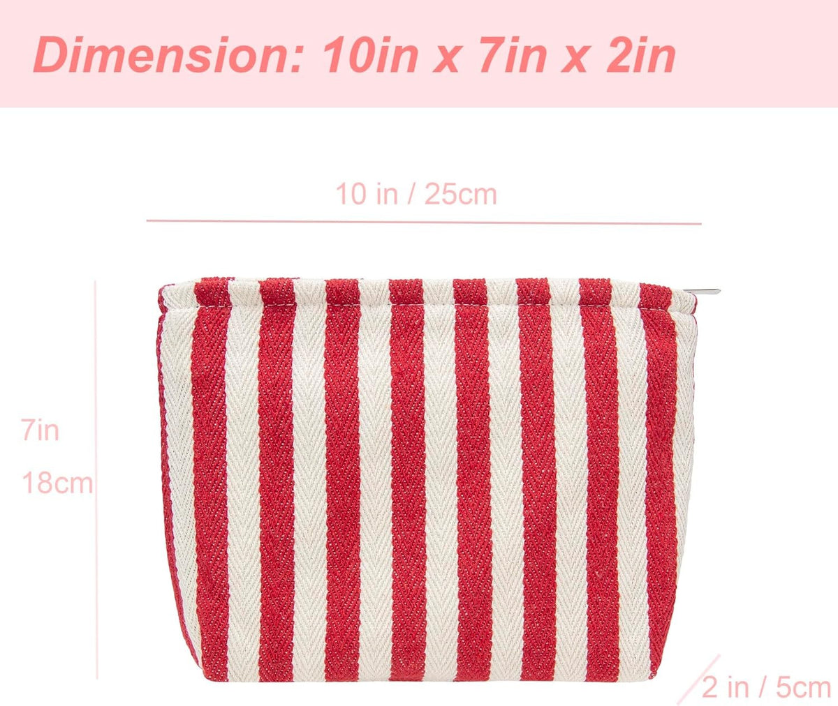 Slim Canvas-Lined Makeup Bag for Women – Zipper Cosmetic Pouch for Travel & Daily Use
