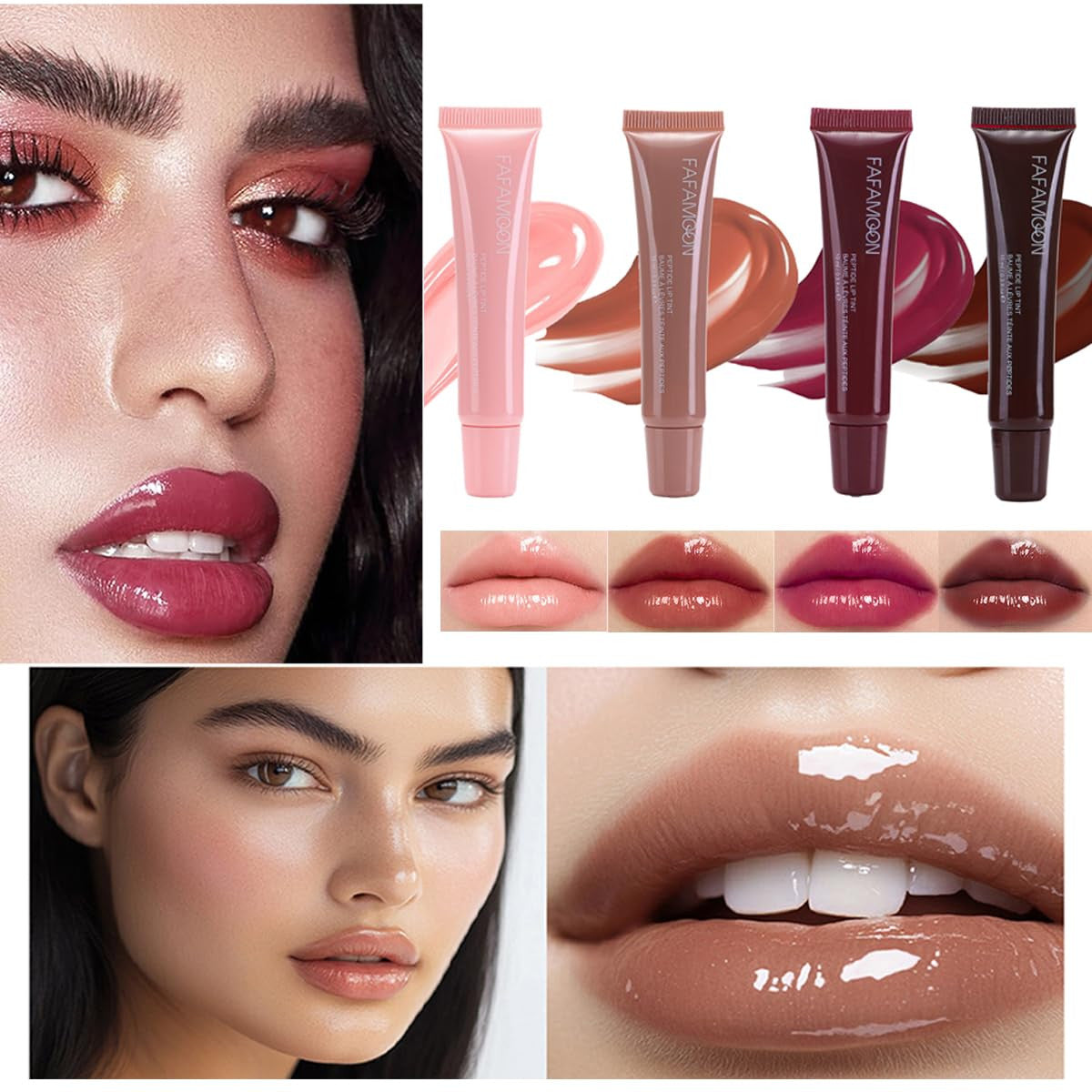 Hydrating Lip Gloss Set with 4 Colors - Shiny, Plump & Moisturizing for Women & Girls