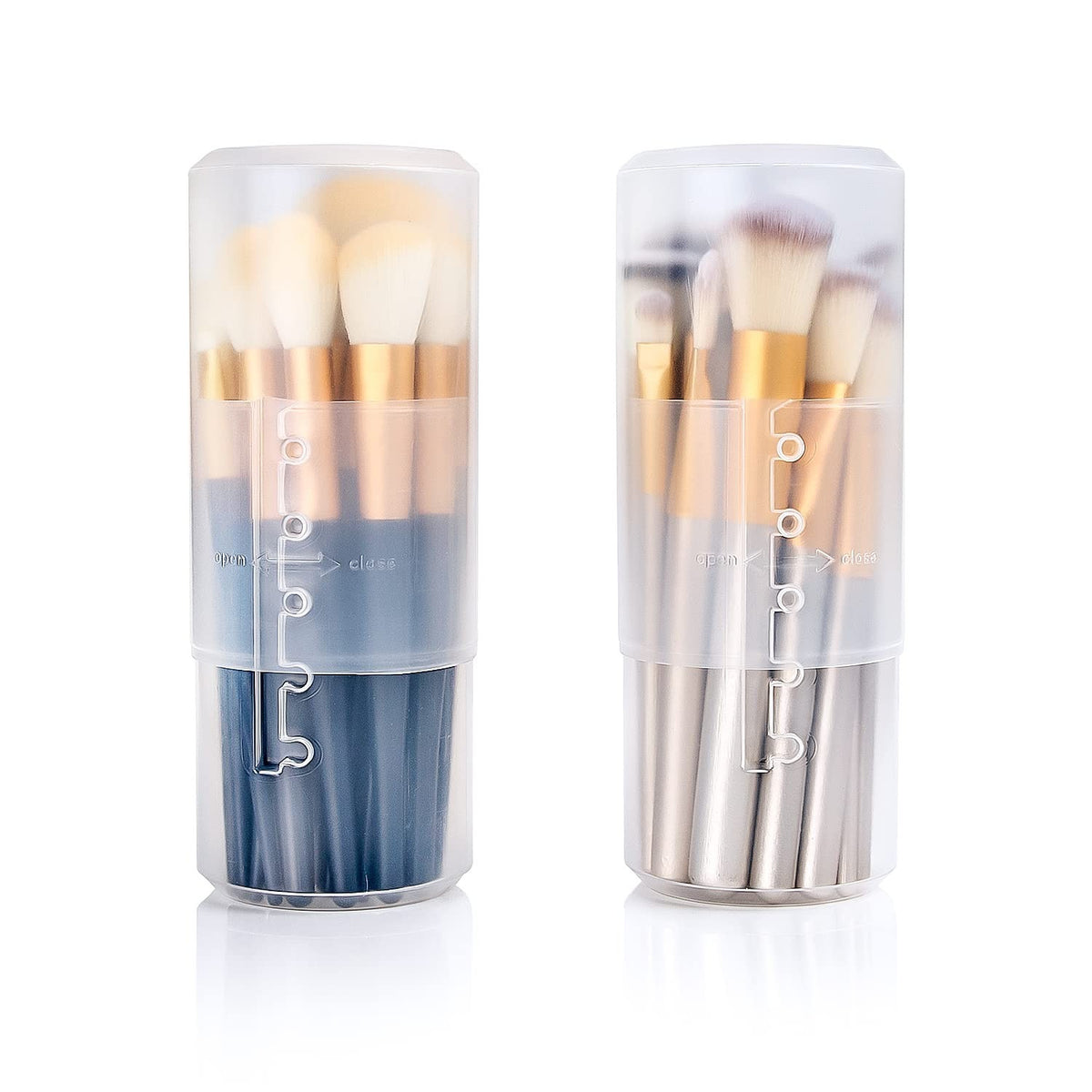 2 Pack Transparent Plastic Makeup Brush Holder Dual Use Adjustable Height
