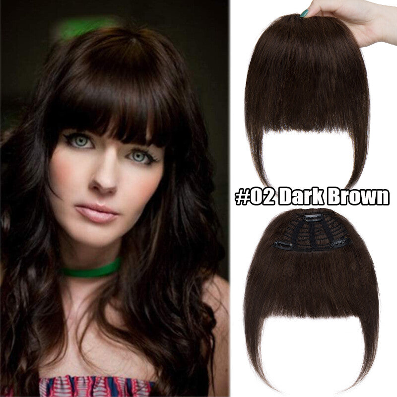 Women Remy Clip-In Hair Extensions Bangs Front Top Piece - Blonde & Dark Colors