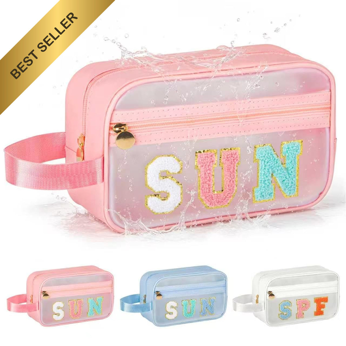 Waterproof Clear Sunscreen Bag for Beach Pool Travel - Organize SPF & Cosmetics