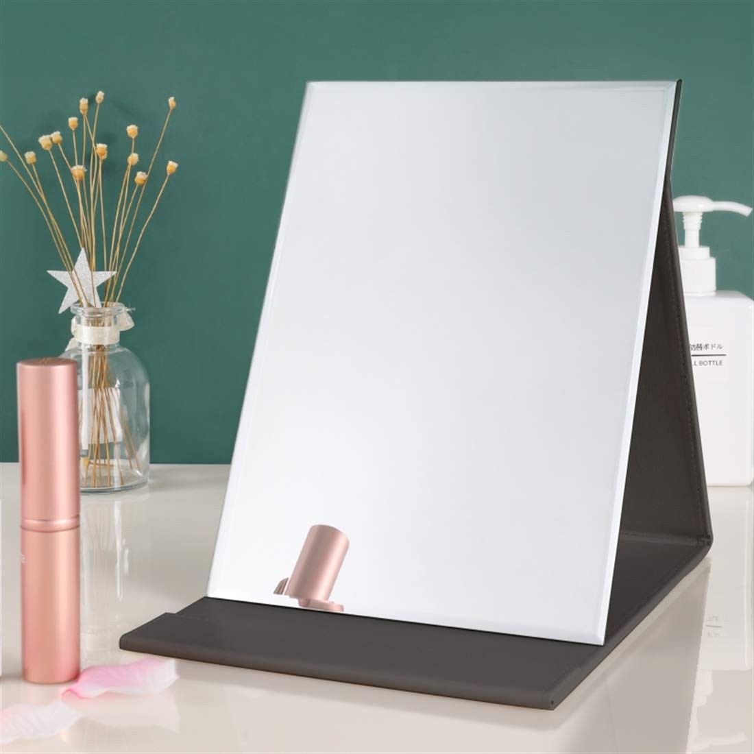 Large Portable HD Makeup Mirror with Adjustable Stand & Foldable Design