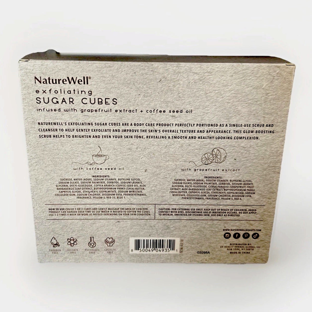 NatureWell Grapefruit & Coffee Oil Sugar Scrub Cubes w/Bamboo Tongs,