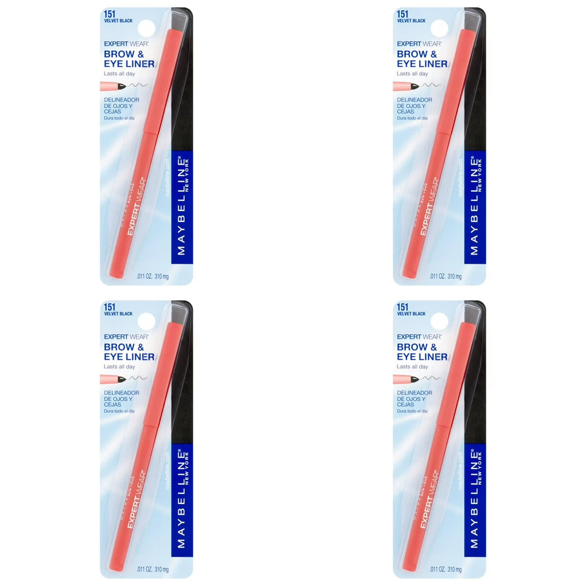 Maybelline ExpertWear Brow & Eye Liner Pencil Set - Velvet Black 4 Pack