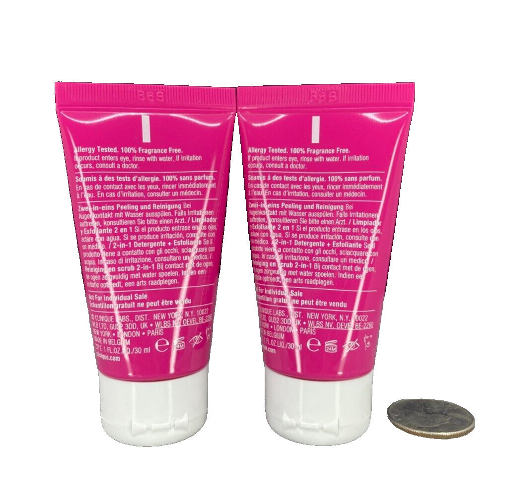 Clinique Pep Exfoliating Cleanser Travel Size 1 oz Pack of 2