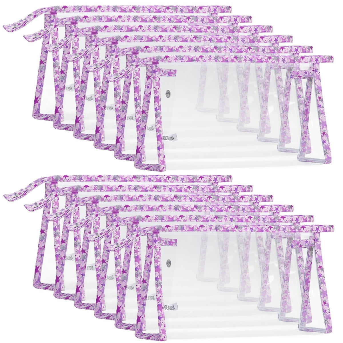 12 Pack Clear PVC Makeup Bags Waterproof Travel Cosmetic Organizer