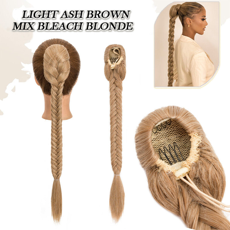 Drawstring Ponytail Hair Extension with Layered Wavy Texture - Thick & Natural-Looking