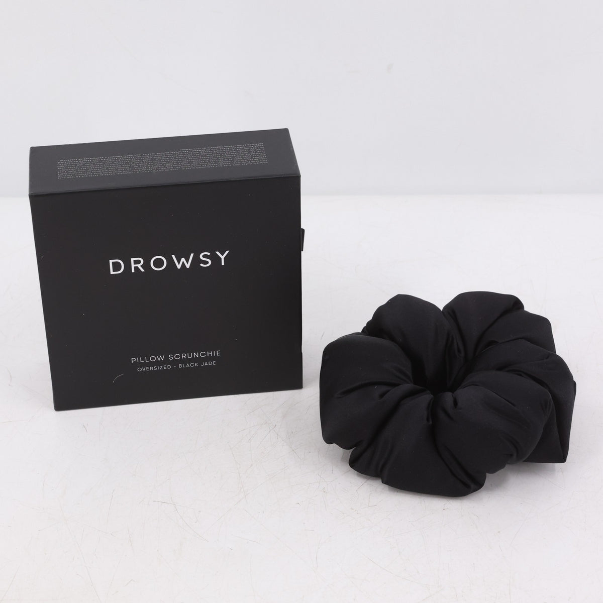 Drowsy Sleep Co Oversized Padded Silk Pillow Scrunchie Black Jade