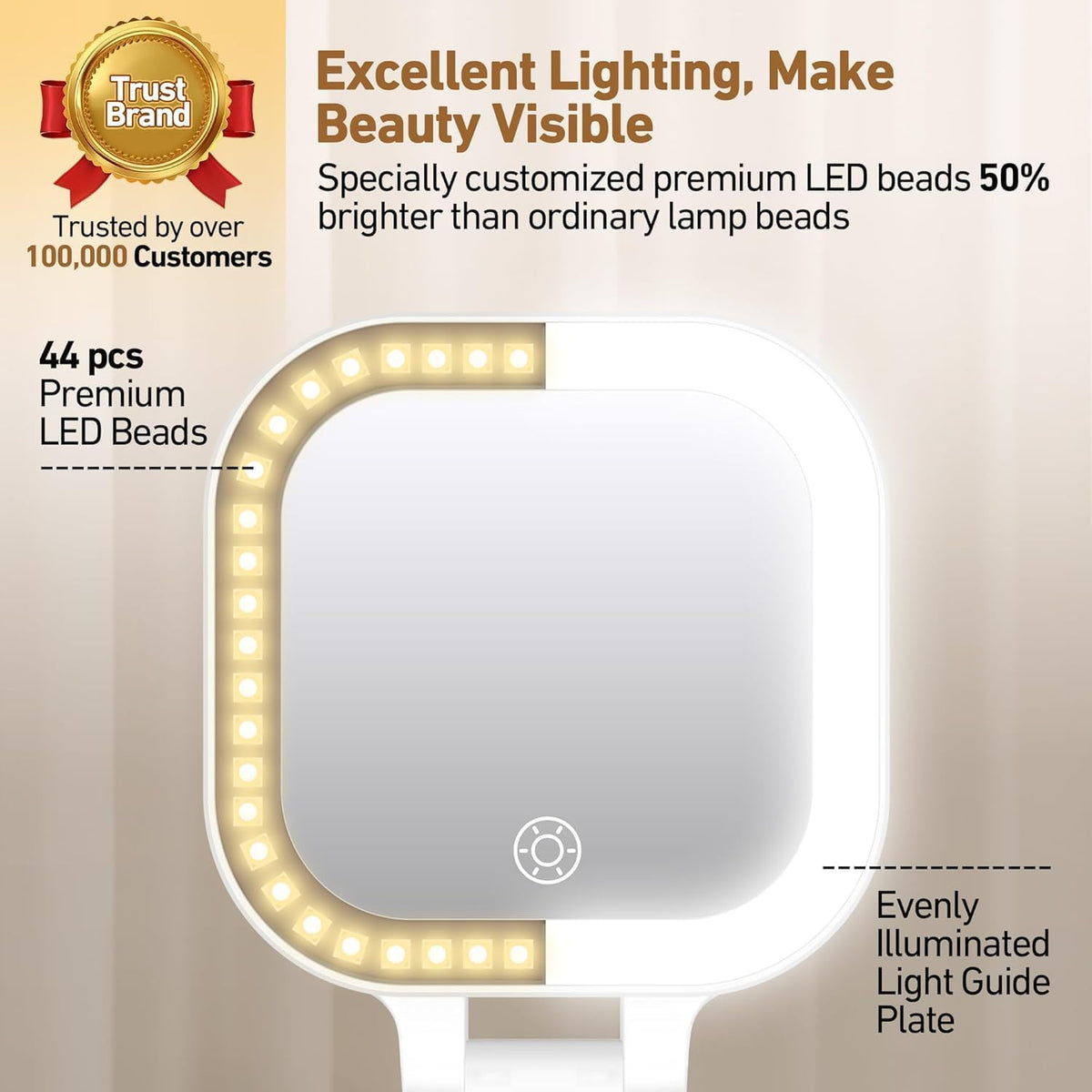 Travel Lighted Mirror with 30X Magnification and 3 Color Lighting