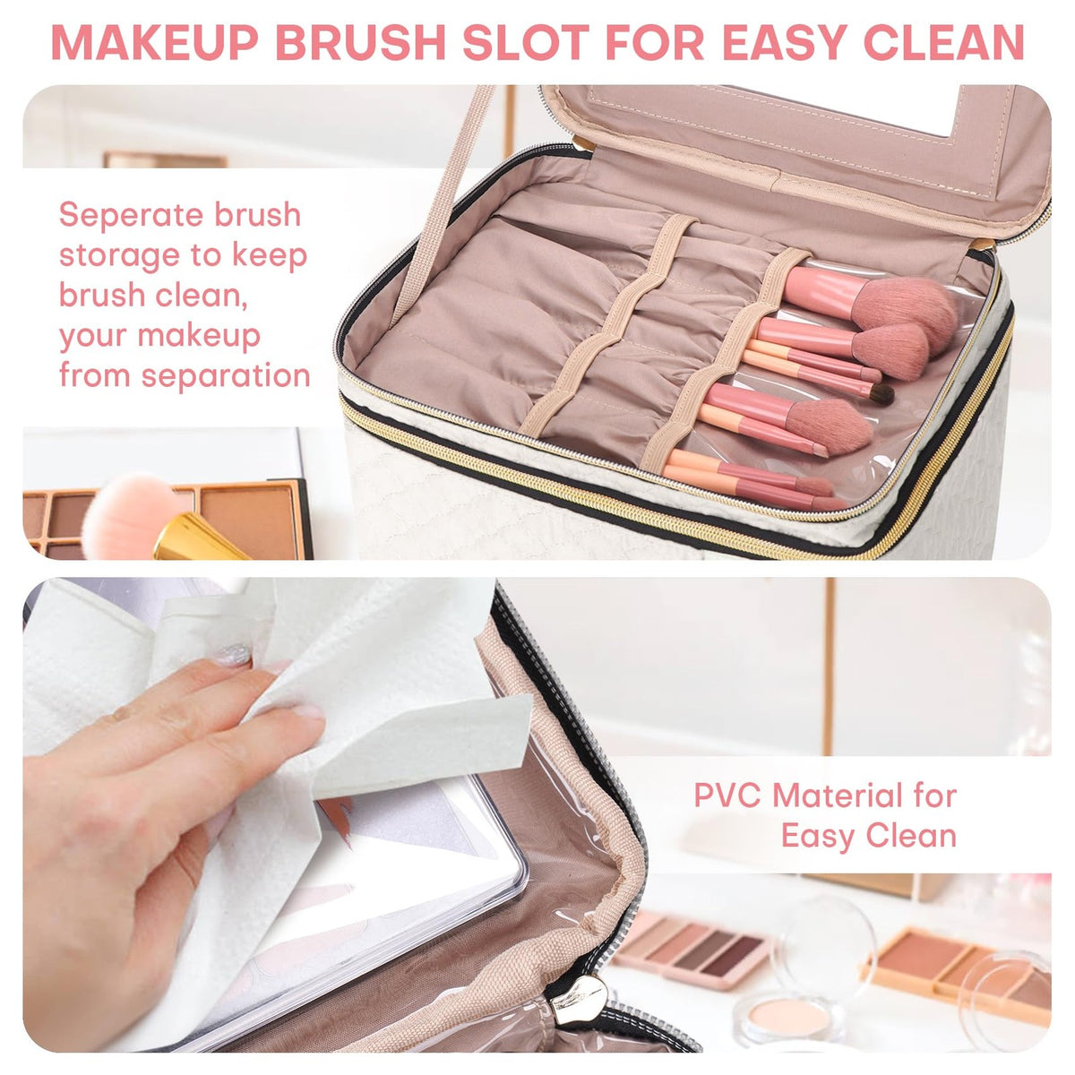Large Travel Makeup Bag Organizer with Multiple Compartments for Women