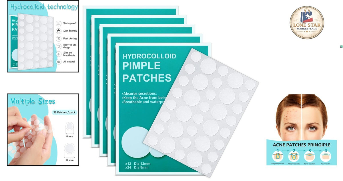 Hydrocolloid Pimple Patches with Tea Tree Oil for Fast Acne Healing - Invisible, 180 Count