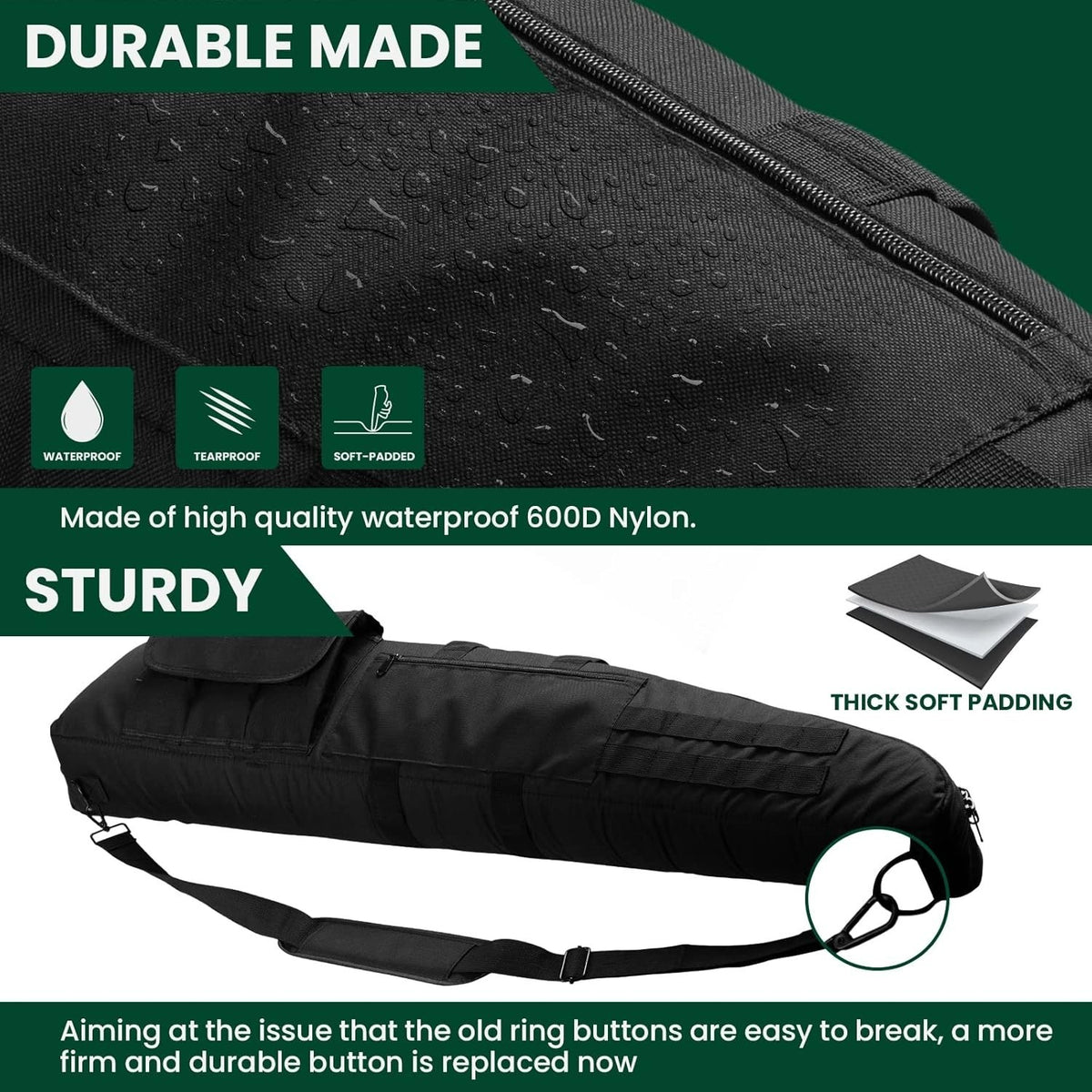 Water-Resistant Travel Soft Case Bag with Padded Handle 38 Inch