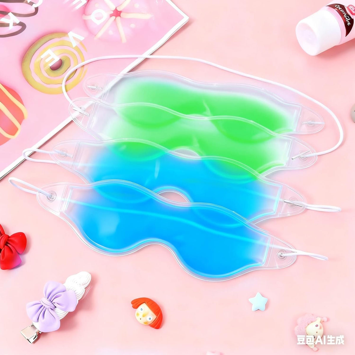 Cooling Eye Masks 4 Pack - Reusable Cold Compress for Puffy Eyes & Dark Circles
