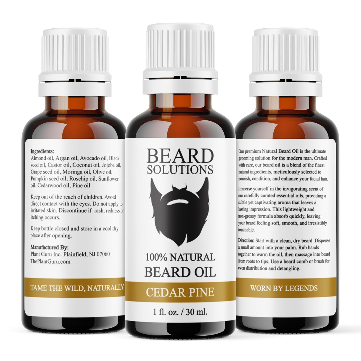 Natural Beard Oil with Essential Oils for Growth & Nourishment - 1 oz