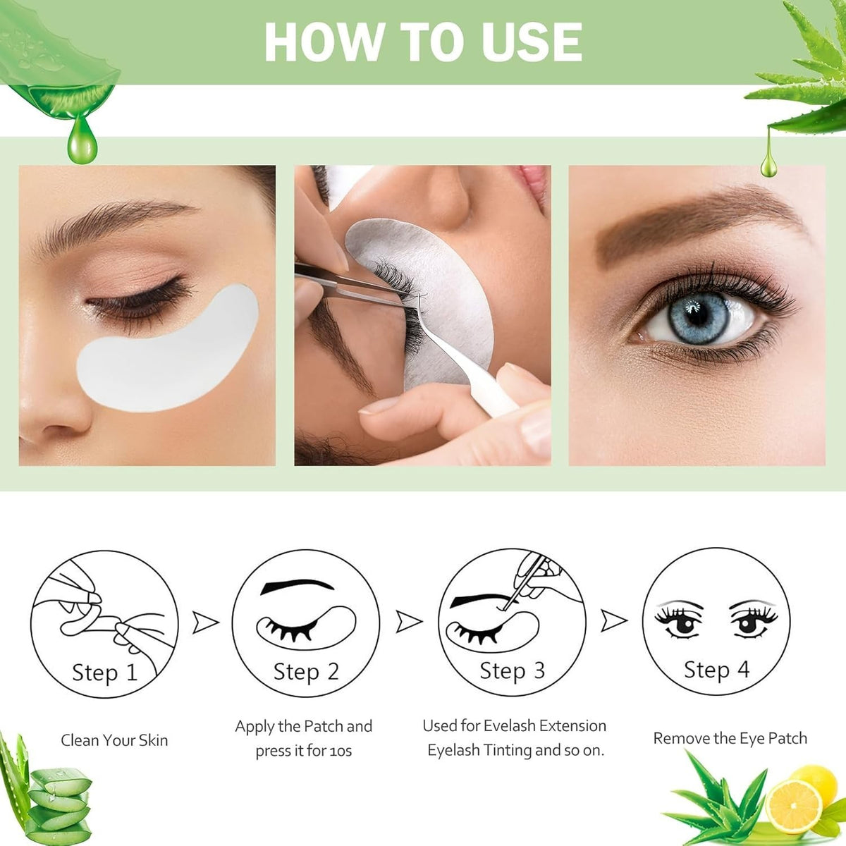 Eyelash Extension Gel Patches - 100 Pairs Under Eye Hydrogel Pads, Lint-Free