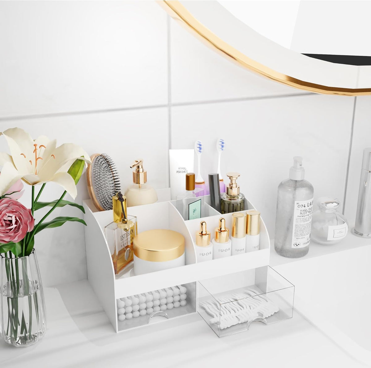 Makeup Organizer with Drawers - Cosmetic Storage for Vanity & Bathroom