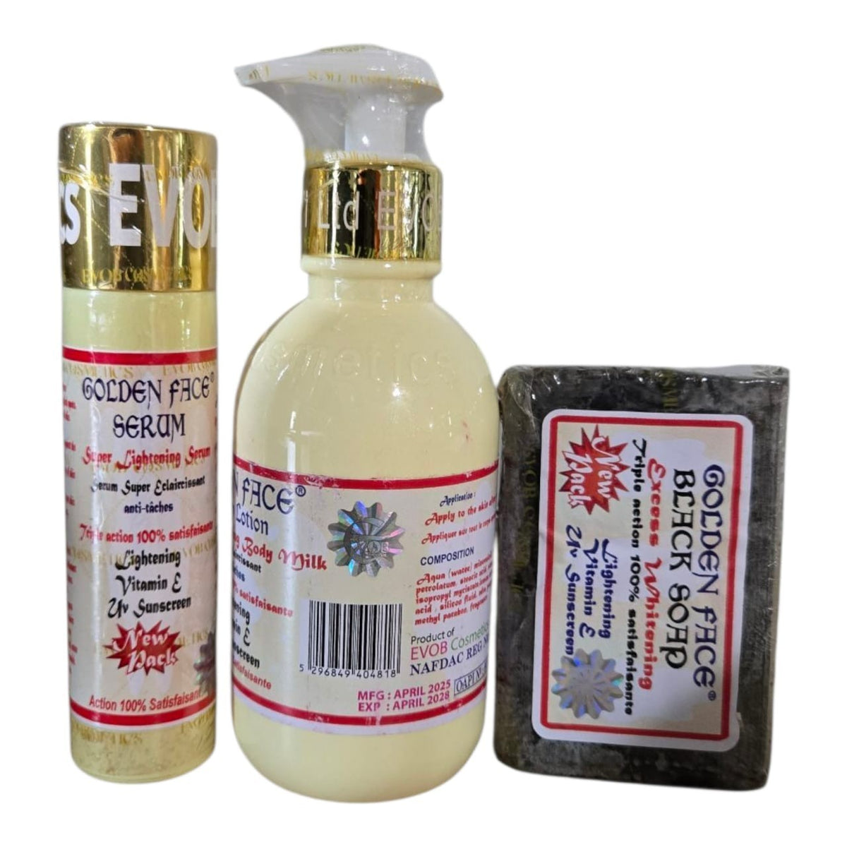 Golden Face Body Lotion with Vitamin E and Black Soap - 250ml Serum
