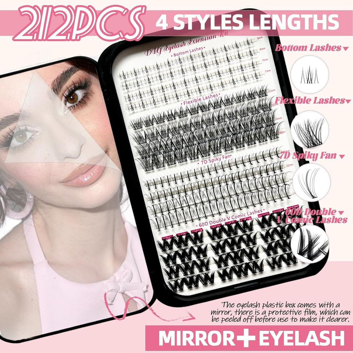 DIY Eyelash Extension Kit with 802 High-Quality Lash Clusters & Tools