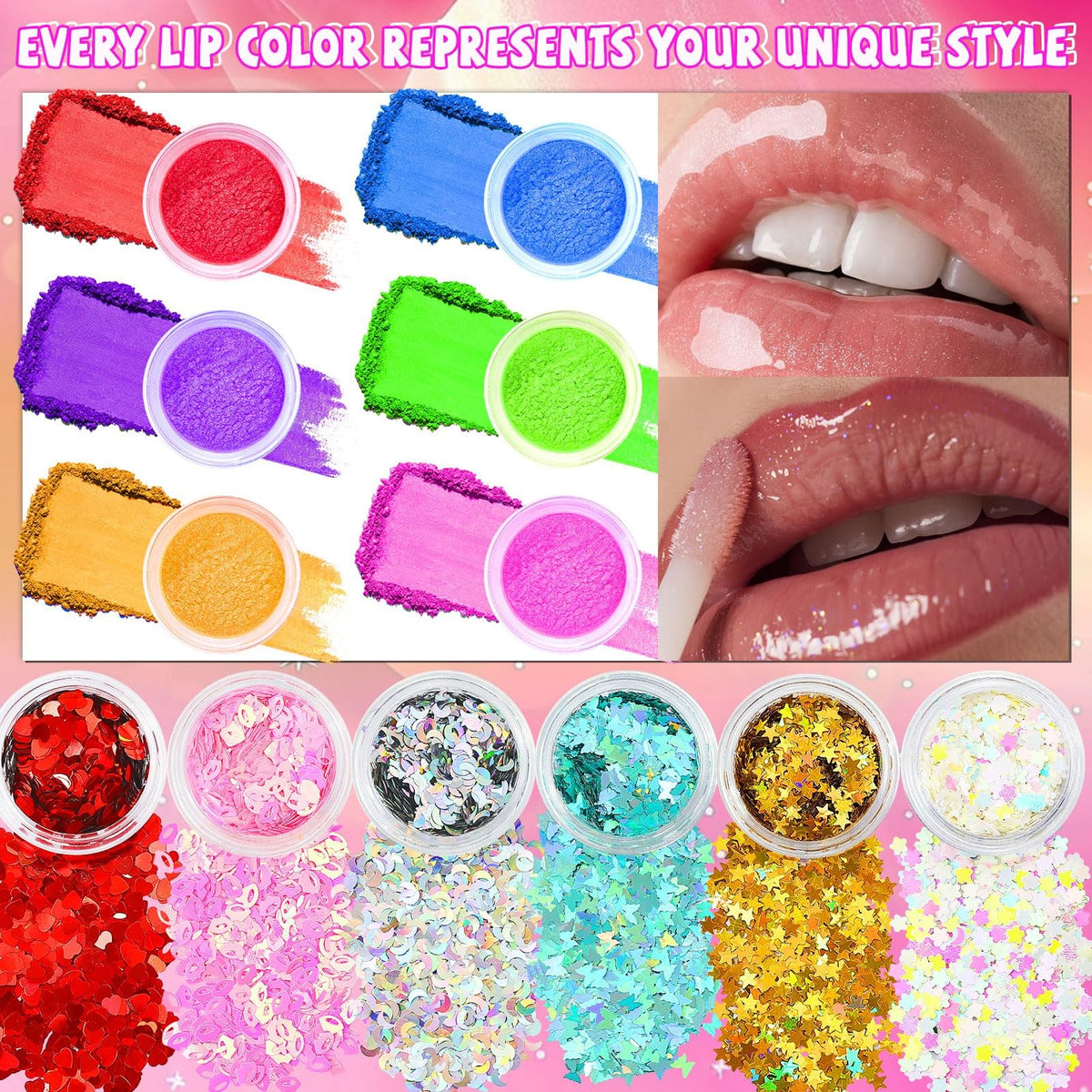 DIY Lip Gloss Making Kit with Moisturizing Base & Accessories - 74 Pieces