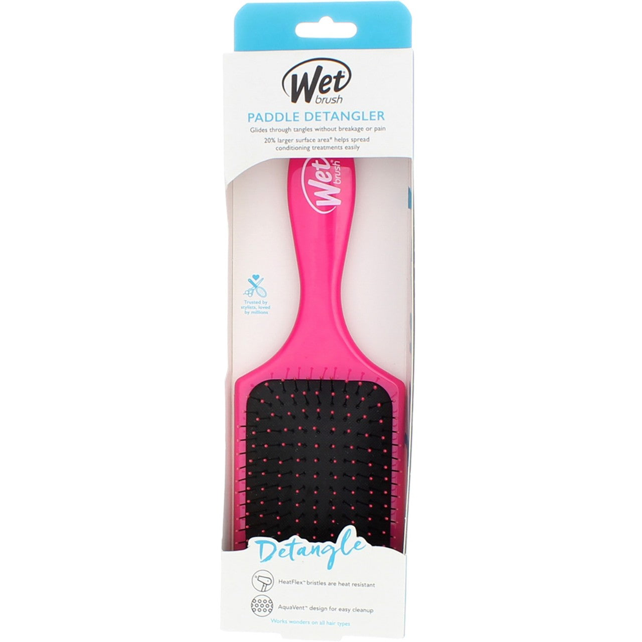 Wet Brush Paddle Detangler Hair Brush - Pink, Gentle Knot Tamer