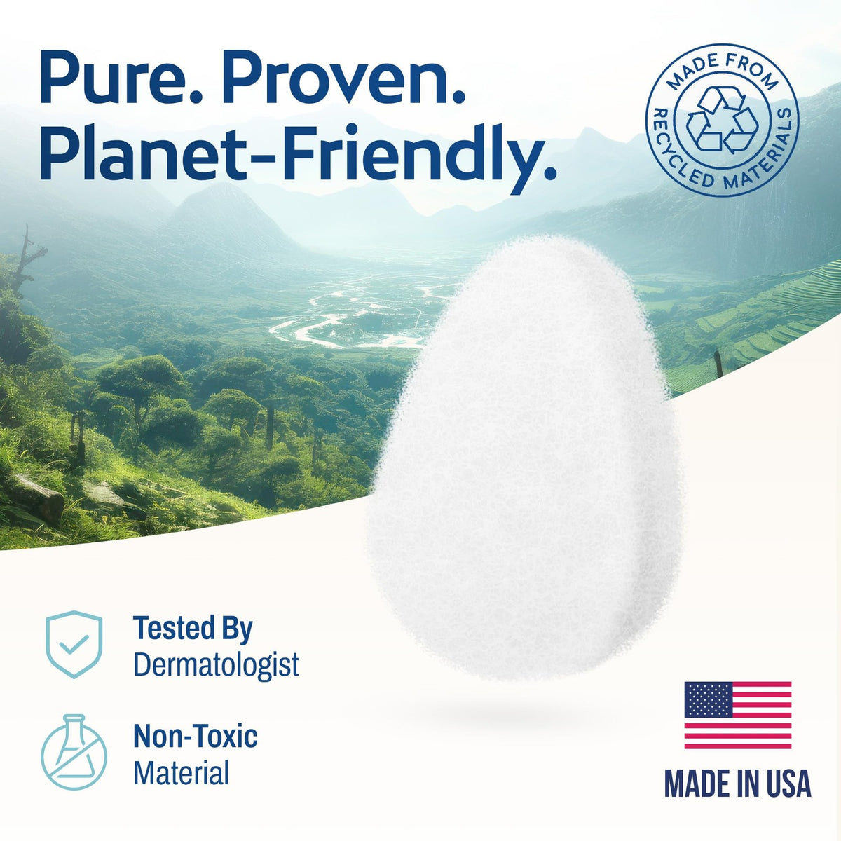 Face Scrubber 2-Pack Dual-Action Exfoliating & Makeup Remover Sponge - White