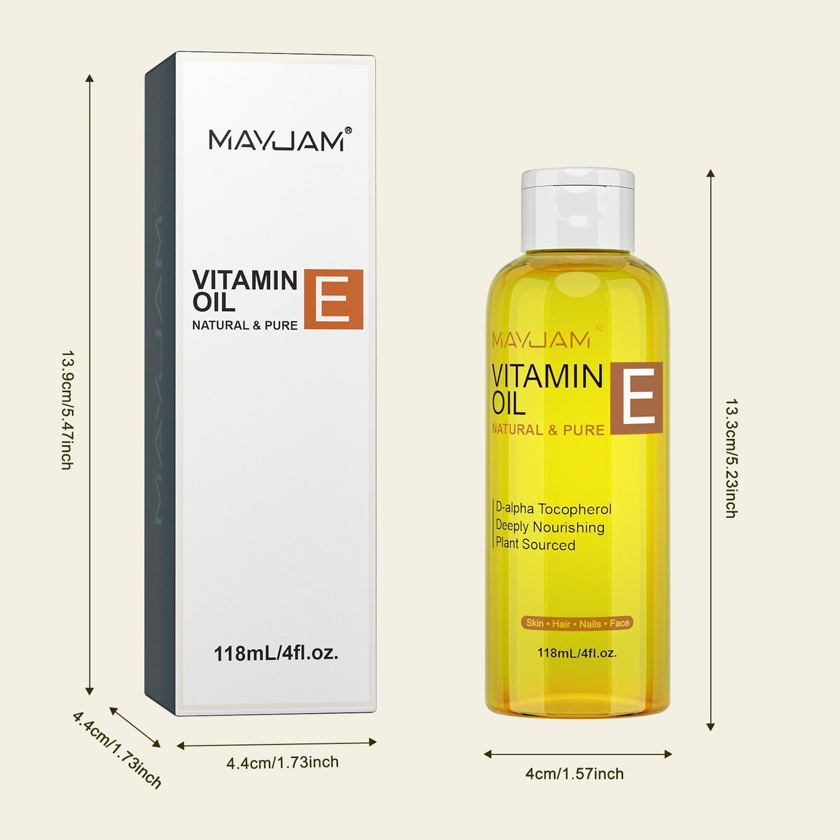 Organic Vitamin E Oil 4 oz for Skin Hair & Nails