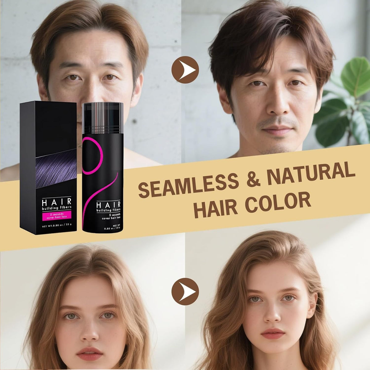 Dark Brown Hair Fibers for Thinning Hair