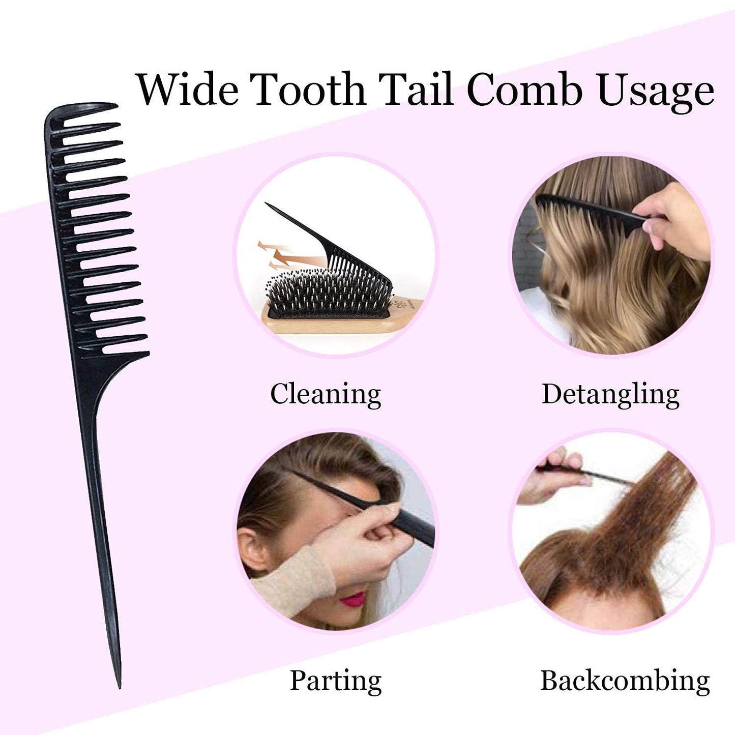 Boar Bristle Hair Brush for Thick Hair - Natural Wood Handle