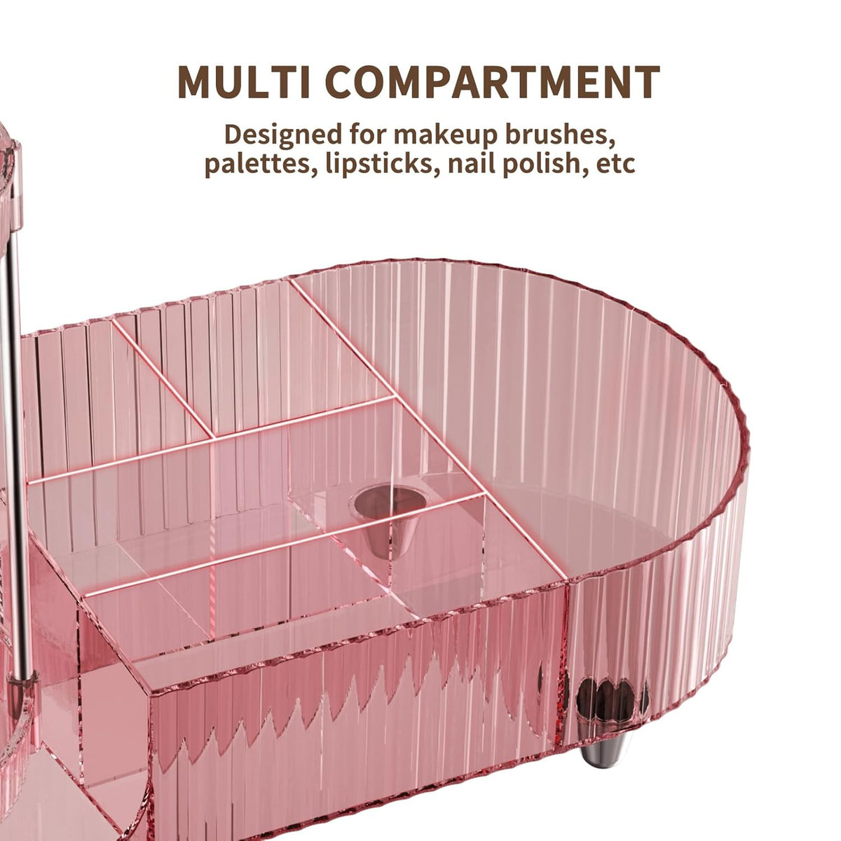 360 Rotating Makeup Organizer with Perfume Trays & Compartments, Acrylic Vanity Storage
