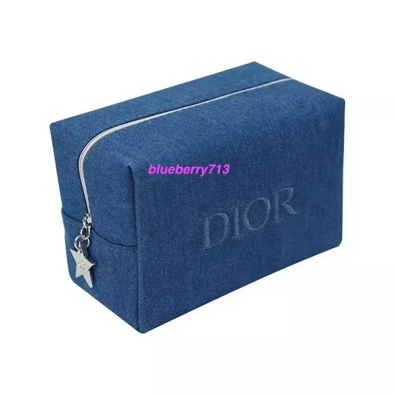 Denim Cosmetic Makeup Zipper Bag Pouch - Blue, Travel & Light Use