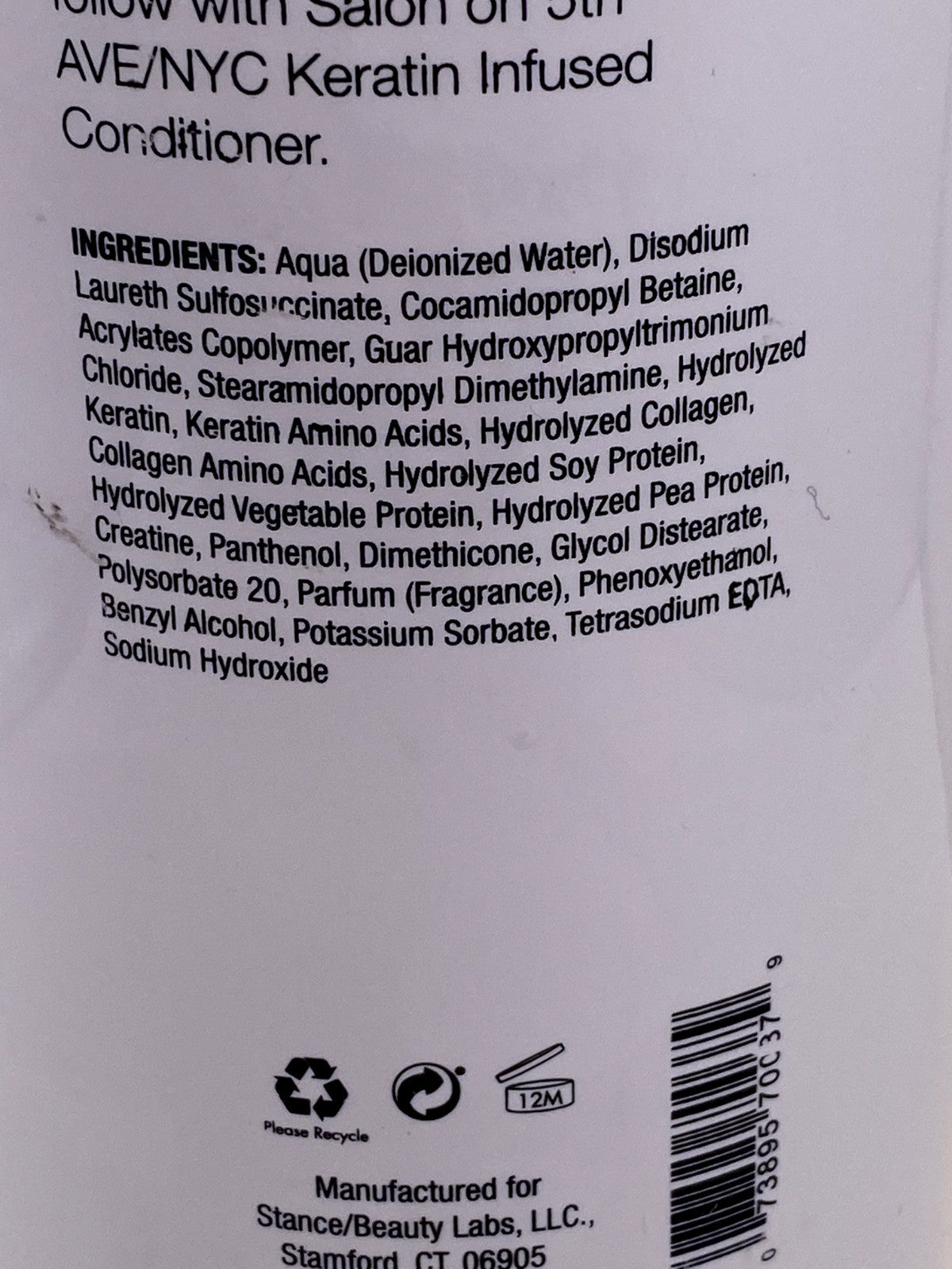 Keratin Infused Shampoo 32oz for Salon & Daily Hair Care