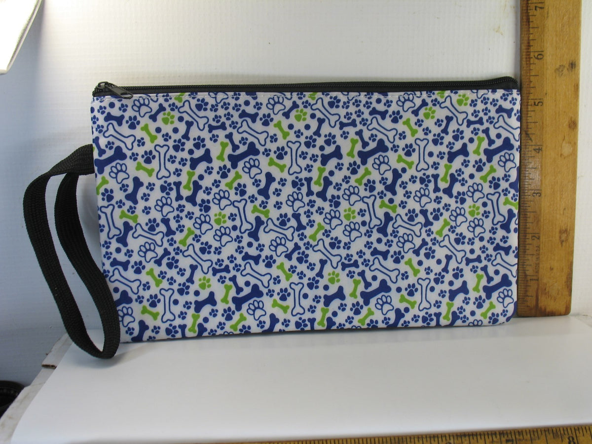 Dog Bone Design Accessory Case with Zipper and Strap - Pet, Makeup, Pencil Storage