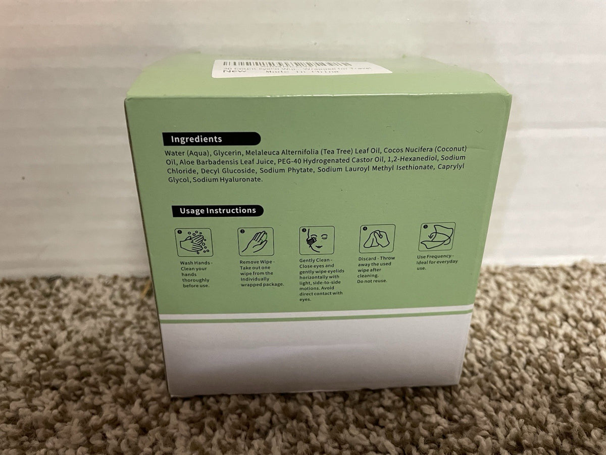 Eyelid Cleansing Wipes with Tea Tree Oil - 30 Count, Pack of 6, Travel-Friendly Eye Care