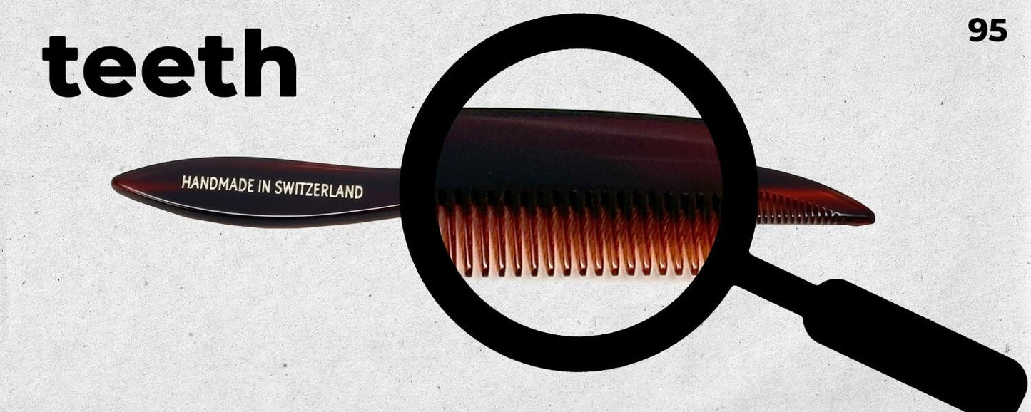 Swiss Handmade Moustache & Beard Travel Comb - 5.5 Inch Cellulose Acetate