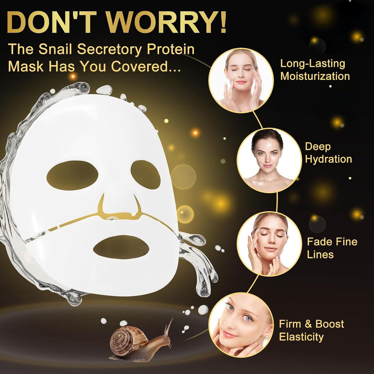 Hydrating Snail Mucin Hydrogel Face Mask Pack of 4 - Anti-Aging & Moisturizing