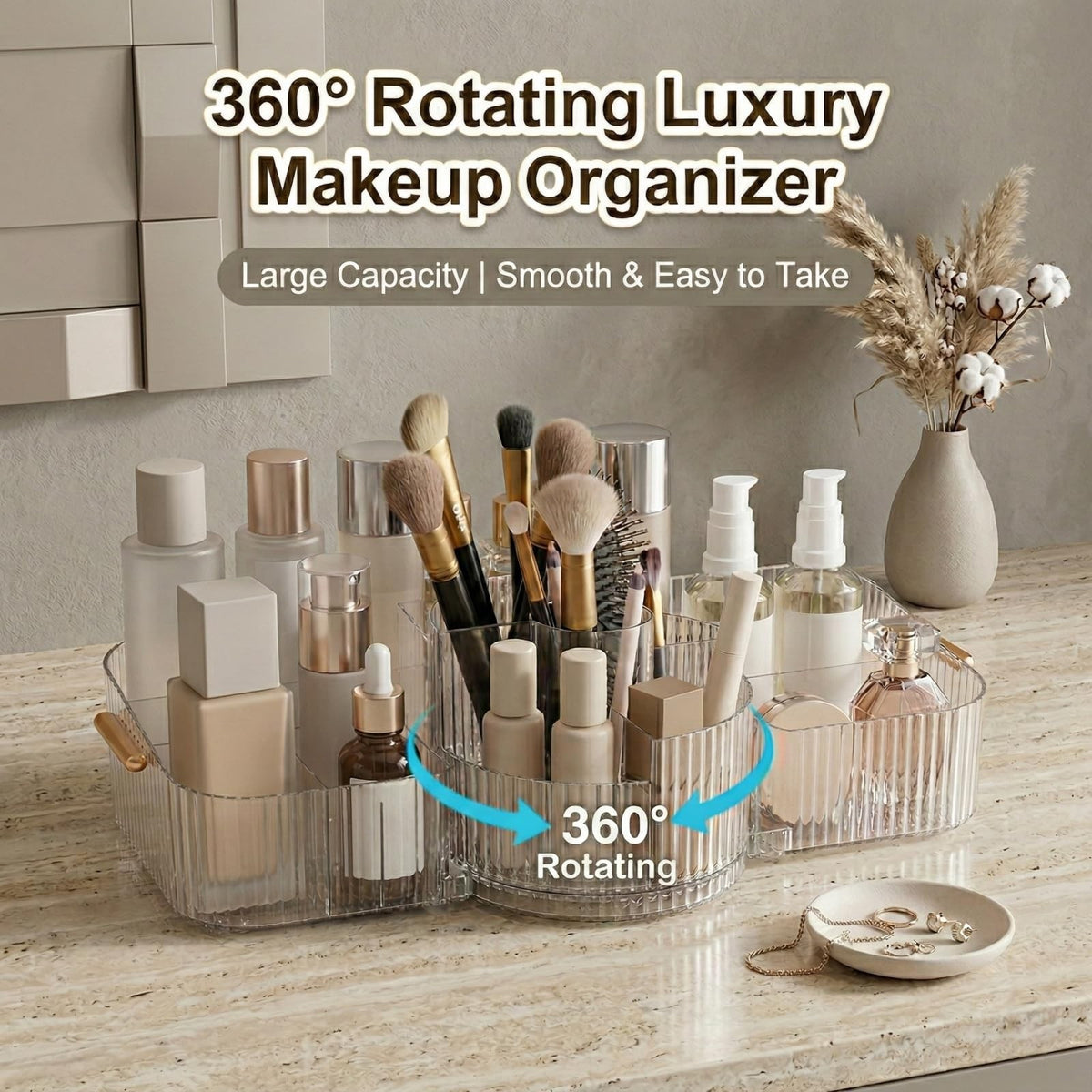 360 Rotating Cosmetic Display Storage Case for Vanity & Bathroom