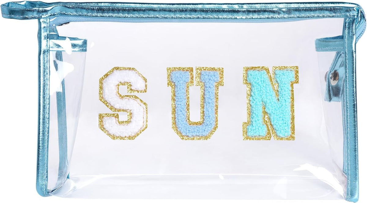 Clear Makeup Bag with Zipper for Travel and Beach - Water-Resistant Pouch