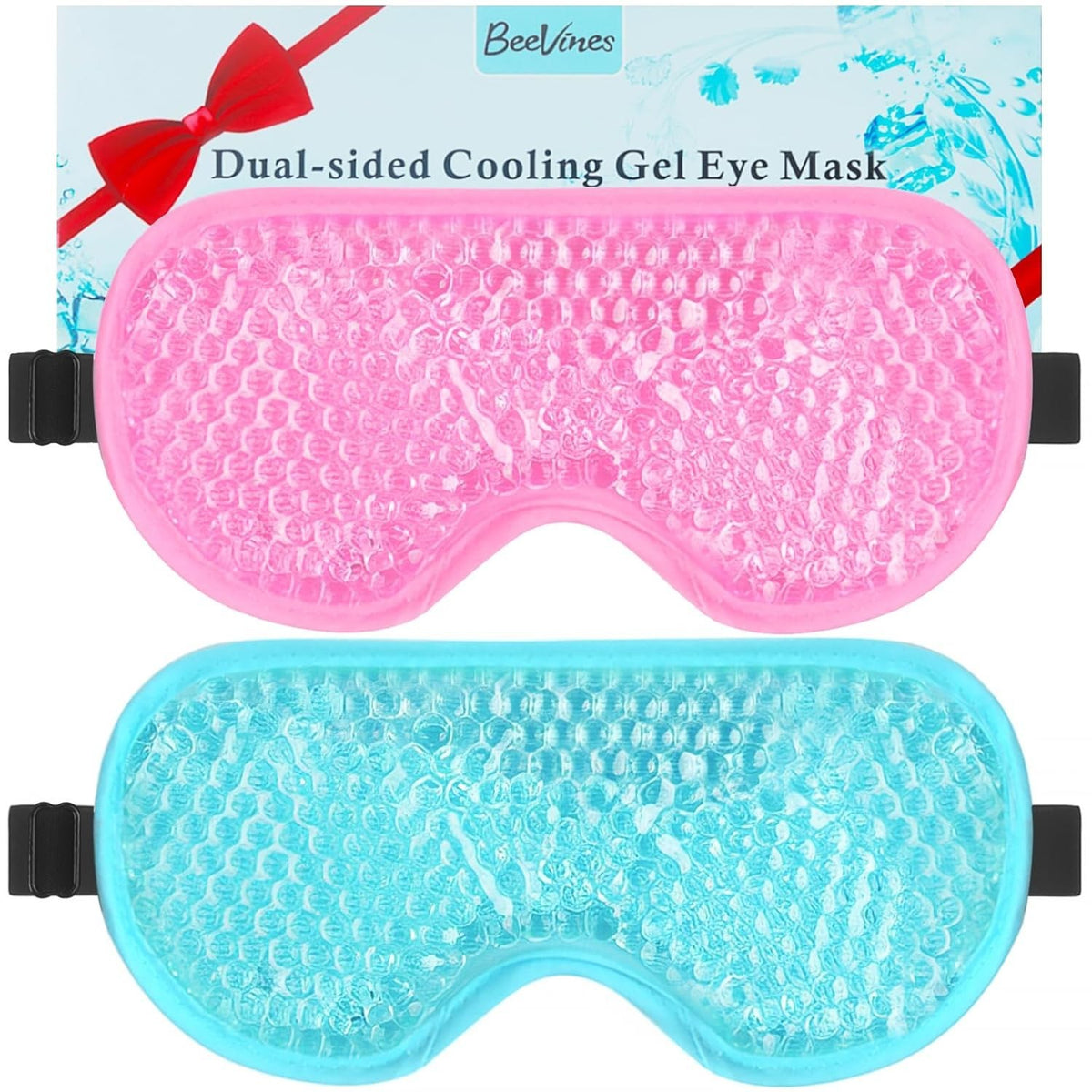 Gel Eye Masks for Cold & Hot Therapy - Reversible Sleep & Migraine Relief Set