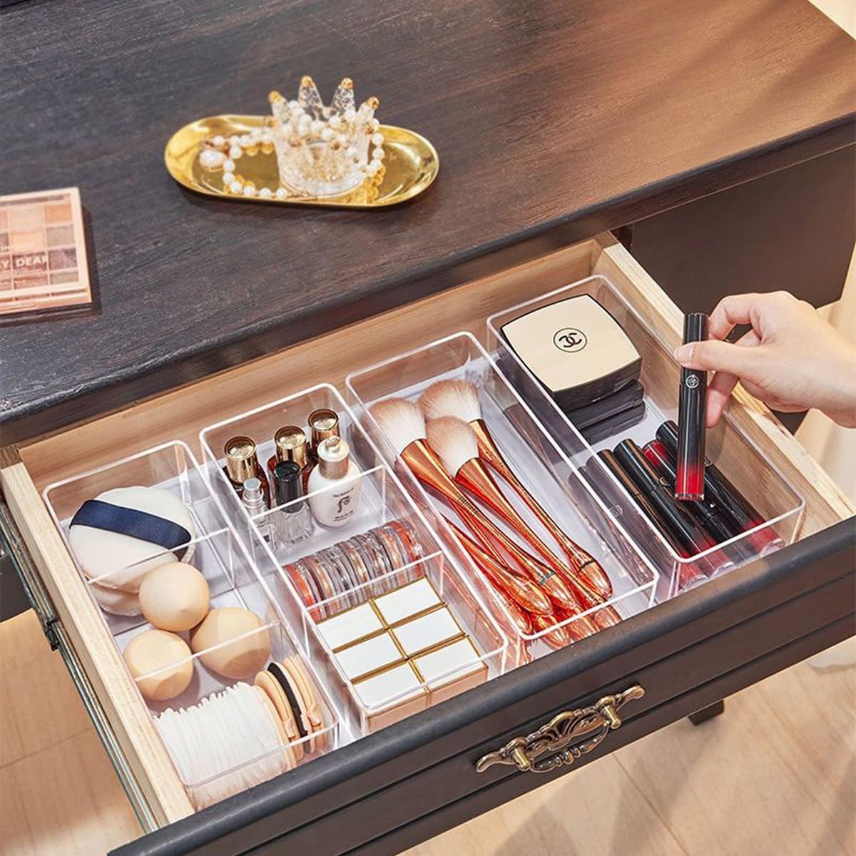 Acrylic Makeup Organizer for Countertop - Clear Bathroom & Vanity Storage